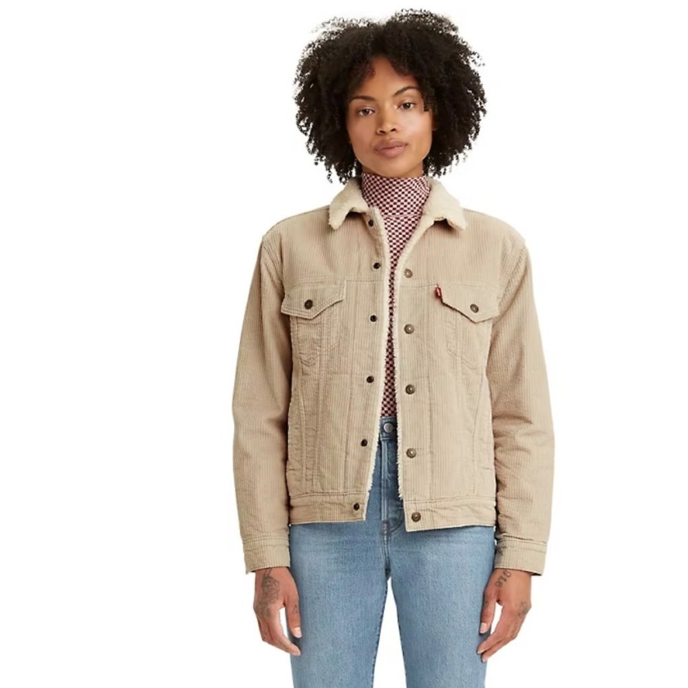 Levi's Women's Premium Ex-Boyfriend Corduroy Sherpa Trucker Jacket